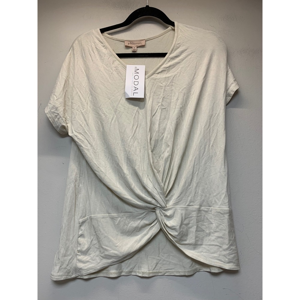 Philosophy Republic Clothing Top Womens Medium Bone White NEW Front Knot V-Neck